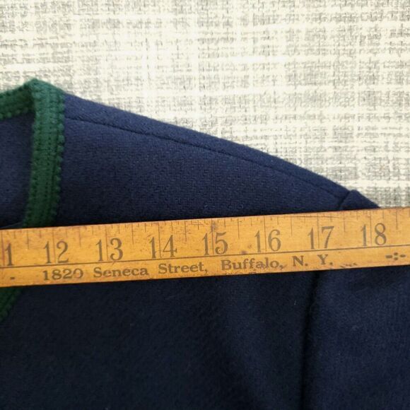 Vintage Pendleton 100% Wool Short Jacket Navy with Green Trim Blazer Size 12 - Picture 9 of 14